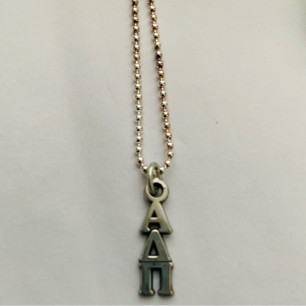 STERLING SORORITY Alpha Delta Pi Vertical Silver Necklace ADPI NIB VINTAGE - Picture 8 of 15